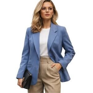 Vintage 80s Women's 6P Pendleton Wool Blazer Sky Blue USA Lined Jacket